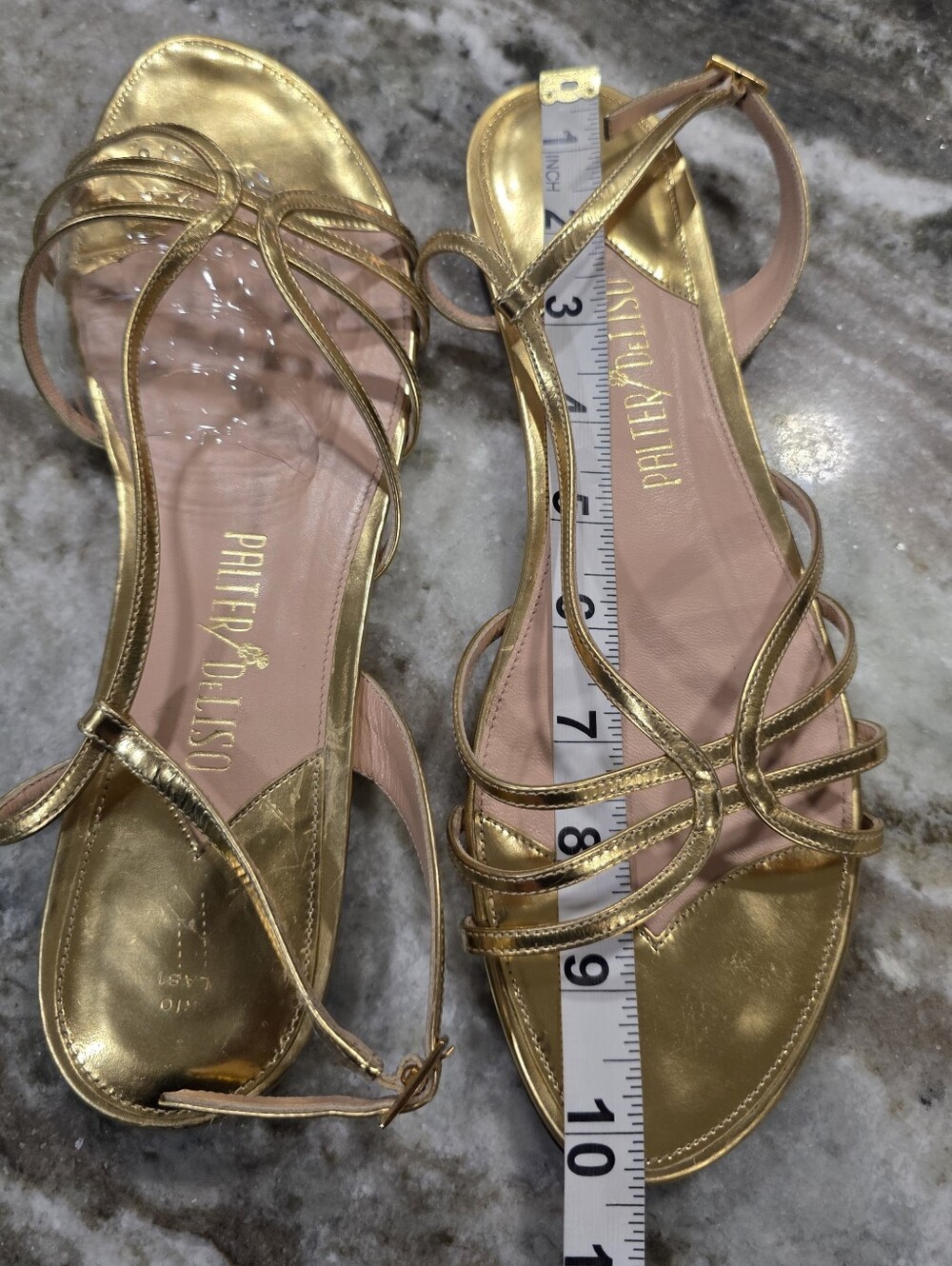 PALTER DeLISO Rio Grand Metallic Gold Strappy Flat Sandals Made in Italy EU 40 - Picture 6 of 14